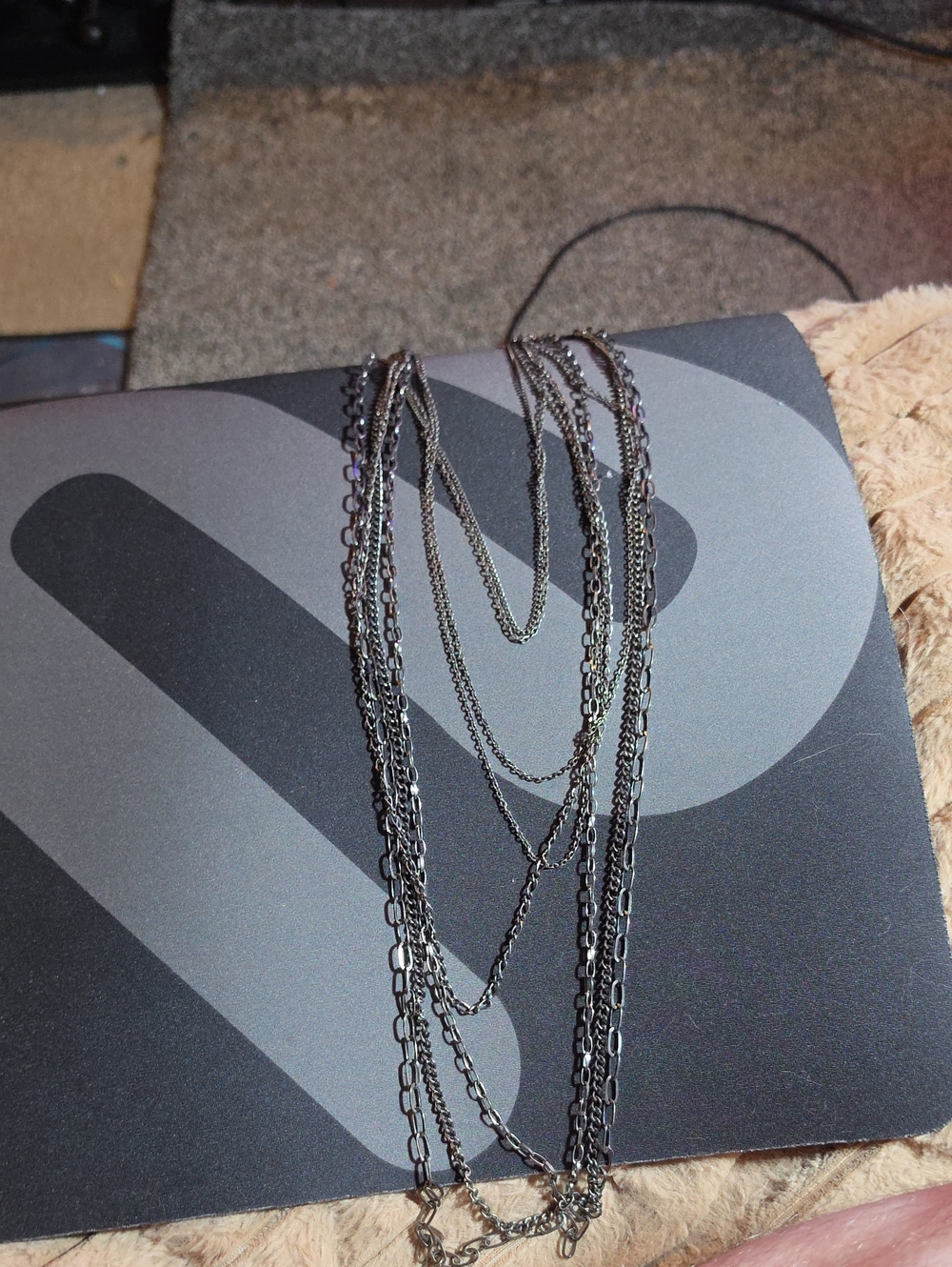 Layered Black & Silver-Tone Multi-Chain Necklace - Women Jewelry